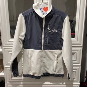 White/Grey NorthFace Denali jacket XS